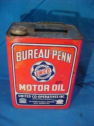 Orig 1940s Bureau - Penn Brand 2 Gallon Motor Oil Tin