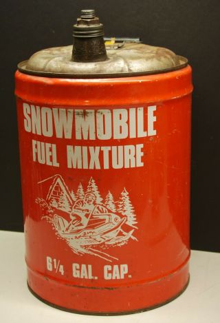 Vintage Snowmobile Fuel Gas Oil Mixture 6 Gallon Can Empty