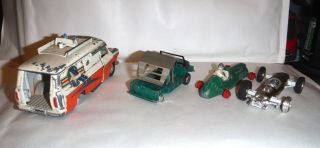 4x Vintage Cars Dinky Cooper bristol mini moke,  police Transit mk1 Marx car 2
