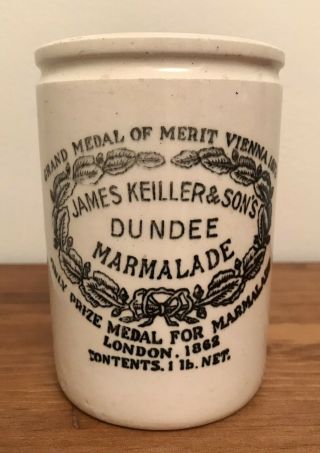 Vintage James Keiller & Sons Dundee Marmalade 1lb Stoneware Jar Crock 4.  5 "