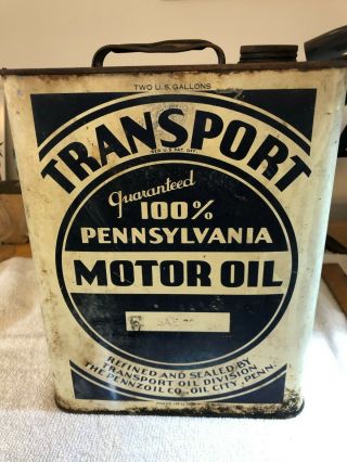 Vintage Transport 100 Pennsylvania Motor Oil 2 Gallon Can