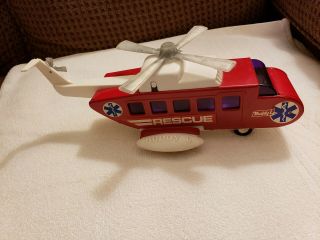 Vintage Pressed Steel Buddy L Red Rescue Copter Helicopter 1970s