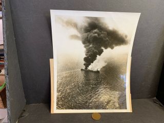 Ww2 Us Army Air Corps Photo,  Torpedoed Ship Off Florida,  7 - 1 - 42,  72