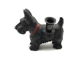 Black Scottish Terrier Scottie Dog Puppy Red Collar Vintage Pen Pencil Holder