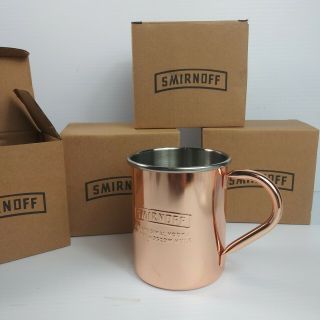 4 Copper Smirnoff Moscow Mule Bar Ware Mugs Tankards Cups In Gift Boxes