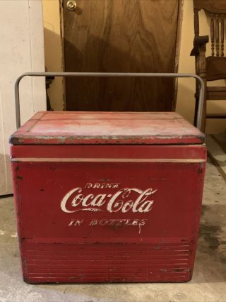 Vintage 1950s Coca Cola Cooler With Drain Plug And Tray Insert