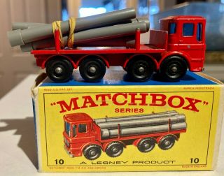 Vintage 1960 ' s Lesney Matchbox 10 Pipe Truck with box 3