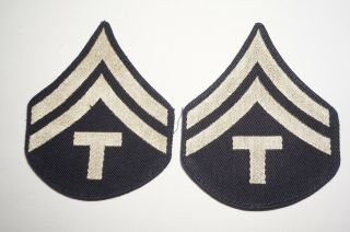 Tech 5 Corporal Rank Chevrons Woven Twill Patches Pair Wwii Us Army P1726