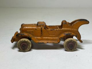 Vintage Orange Hubley Cast Iron Toy Roadster Wrecker Tow Truck Vehicle