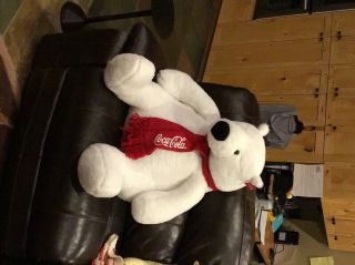 Extra Large Collectible 30 " H Coca - Cola Coke Polar Bear Plush With Red Scarf