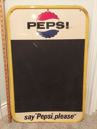 Vintage Pepsi Metal Tin Advertisement Chalkboard Soda Sign By Stout