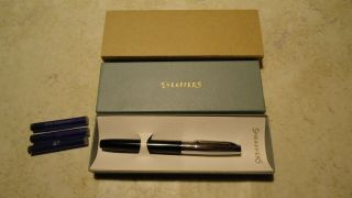 Barely Vintage Black & Silver Sheaffer Cartridge Nib Pen With Boxes