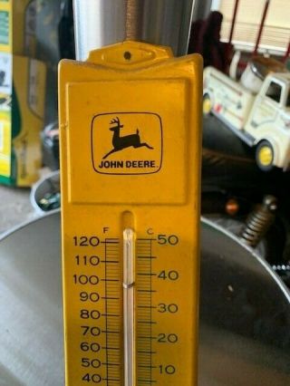 Vintage JOHN DEERE Yellow Metal Wall Thermometer 13 