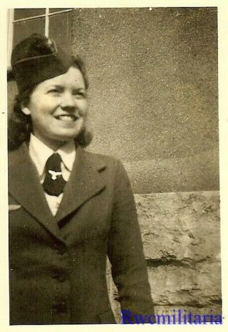 Rare Close Up Pic Jovial Female Luftwaffe Helferin Blitzmädel Girl