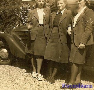 Rare Trio Female Luftwaffe Helferin Blitzmädel Girls By Peugeot Staff Car