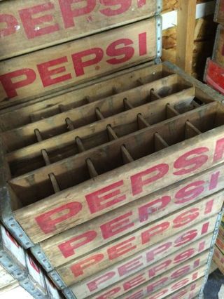 Vintage Pepsi Cola Wood Soda Pop Crates With 24 Dividers Great Shape