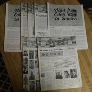 Wwii News Magizines " The Eaton News " 1943/44 Cleveland Oh Usa 7 Books Ww2 War
