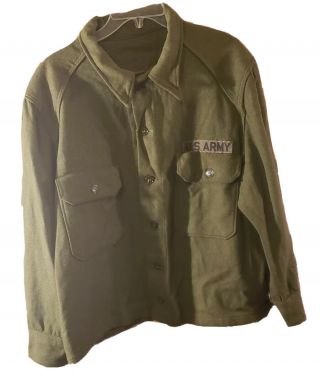 Us Military Wool Green Button Up Shirt Jacket
