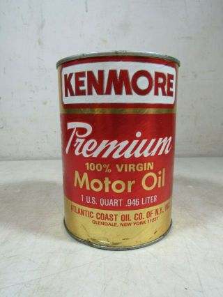 Vintage Kenmore Premium 100 Virgin Motor Oil Quart Cardboard Can Atlantic Coast