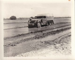 Wwii Photo M3 Halftrack In Desert Mud Camp Seeley 1943 California 42