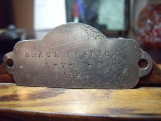 WWII Soldier ' s ID Dog Tag,  GRACE REARICK B - V - H - S ' 36 2
