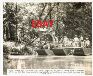 1939 Wwii 8x10 Photo Us Army 4th End Bn Fort Benning Georgia Pontoon Bridge