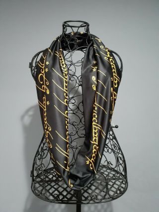 Lord Of The Rings Infinity Scarf,  The One Ring,  Black And Gold 52 " Circumference