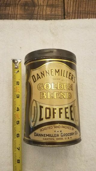 VINTAGE Dannemiller ' s coffee tin 1 Lb.  Canton ohio 3