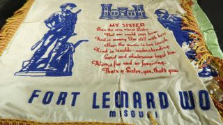 WWII US Army Pillow Cover Sham Fort Leonardwood Engineering My Sister 2
