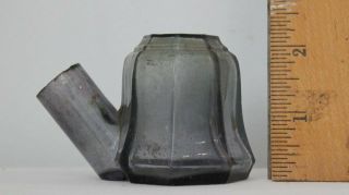 Rare Antique 19th Century Tea Kettle Inkwell Smoky Gray Glass NR 2