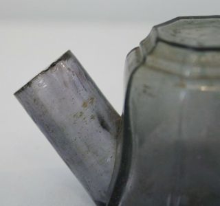 Rare Antique 19th Century Tea Kettle Inkwell Smoky Gray Glass NR 5