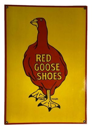 Vintage Red Goose Shoes 12 " X17 " Porcelain Sign