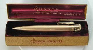 Rare Early 14k G/f Ronson Penciliter Pencil Lighter