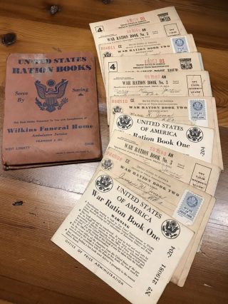 10 Wwii War Ration Books 1 - 4 With 1943 Holder