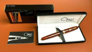 Omas Am87 Limited Edition Fountain Pen In Wood W/case,  Nos,  90´s,  Italy (cm)