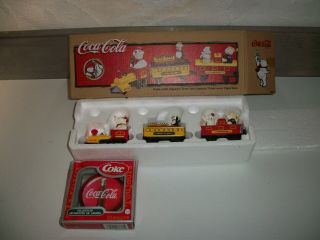 Very Rare Vintage Coca Cola Train With Polar Bear Figures 1998 & Coke Ornament
