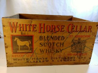 White Horse Cellar Scotch Whisky Wood Crate Glasgow Scotland Vintage Box Wv