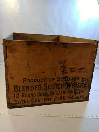 White Horse Cellar Scotch Whisky WOOD CRATE Glasgow Scotland Vintage Box WV 2