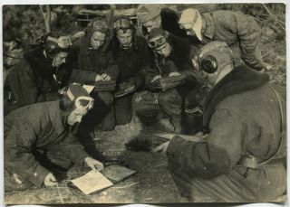 Wwii Large Size Photo: Russian Air Force Pilots Discussing Combat Mission,  1944
