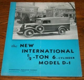 1933 International Harvester D1 Motor Truck Advertising Sales Brochure