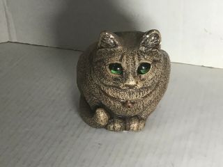 Windstone Editions North Hollywood Cat With Green Eyes Candlelamp Art