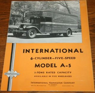 1933 International Harvester A5 Motor Truck Advertising Sales Brochure