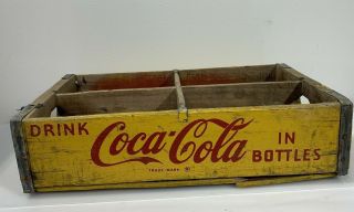 Vintage Yellow Wooden Wood Coca - Cola Coke Soda Crate 24 Pack Bottle Case