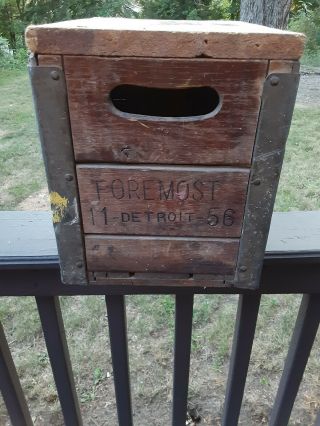 Vintage Wooden Foremost Milk Crate From Detroit Mi November 1956