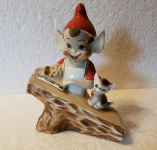 Vintage Elf Gnome Pixie Figurine Kitty - Thames Japan