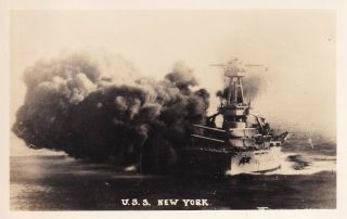 Wwii Rppc Real Photo Postcard Us Navy Uss York Battleship 884