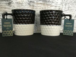 Starbucks - 2017 Anniversary - Blue & White Scales Cups / Mugs Set Of 2