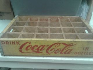 Yellow Wooden Wood Coca - Cola Coke Soda Crate 24 Pack Bottle 1964 Chattanooga