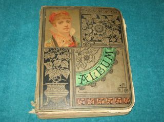 Vintage Victorian Scrapbook Album With Trade Cards