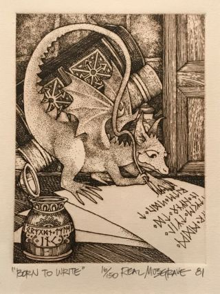 Real Musgrave Etching Signed In Pencil Pocket Dragons Artist 1981 Only 150 Made